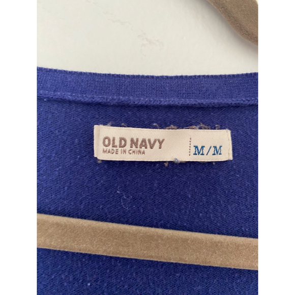 Old Navy Button Up Cardigan Deep Blue V Neck Cotton M Classic Preppy Academia - Picture 6 of 9